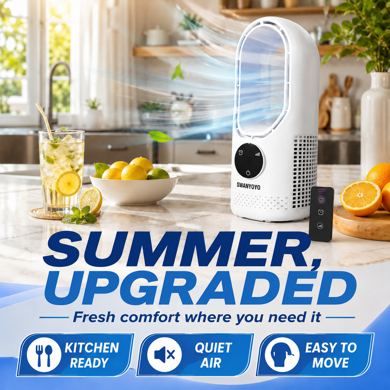 Portable Air Conditioning Fan, USB Tower Fan, Desktop Bladeless Fan - With Remote Control, Touch Screen, Water Mist Cooling, Seven-color LED Ambient Light, Timer And Intelligent Shutdown - Perfect For Offices, Travel, Camping And Home Necessities
