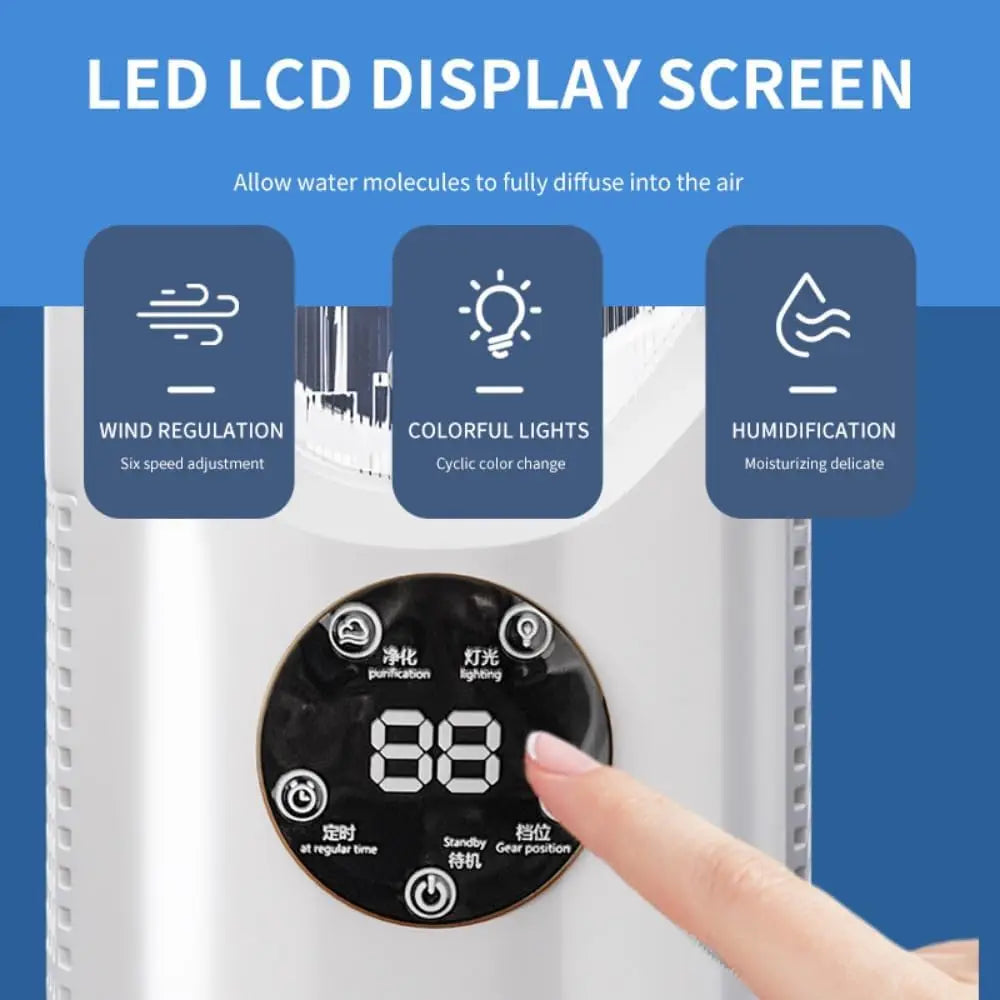 Bladeless fan with humidifier, USB-powered desktop fan, 6-speed silent personal fan suitable for offices, homes and bedrooms