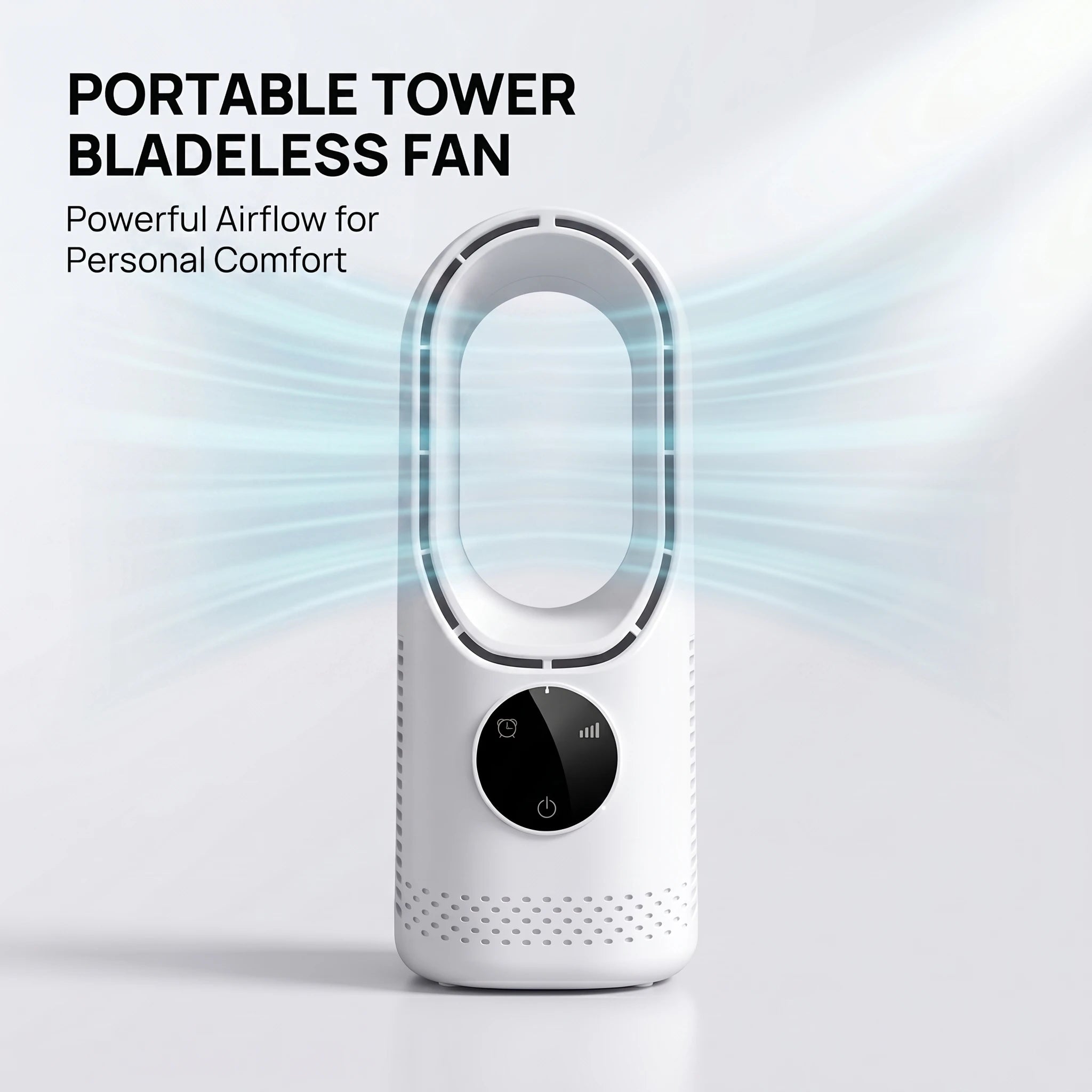 Desktop bladeless fan with six-speed wind adjustment, intelligent timing function, remote control, and quiet strong wind.